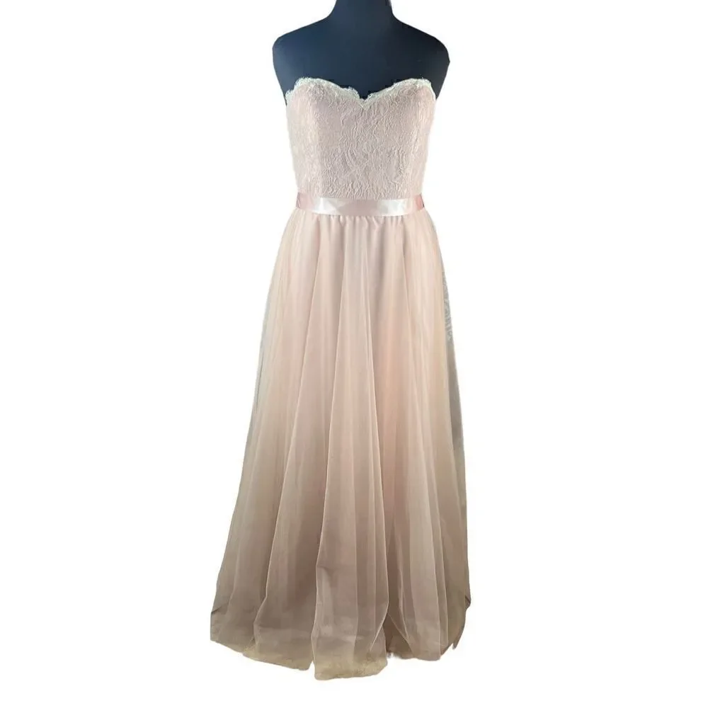Da Vinci strapless sweetheart lace tulle Aline ball gown buff size 16W wedding